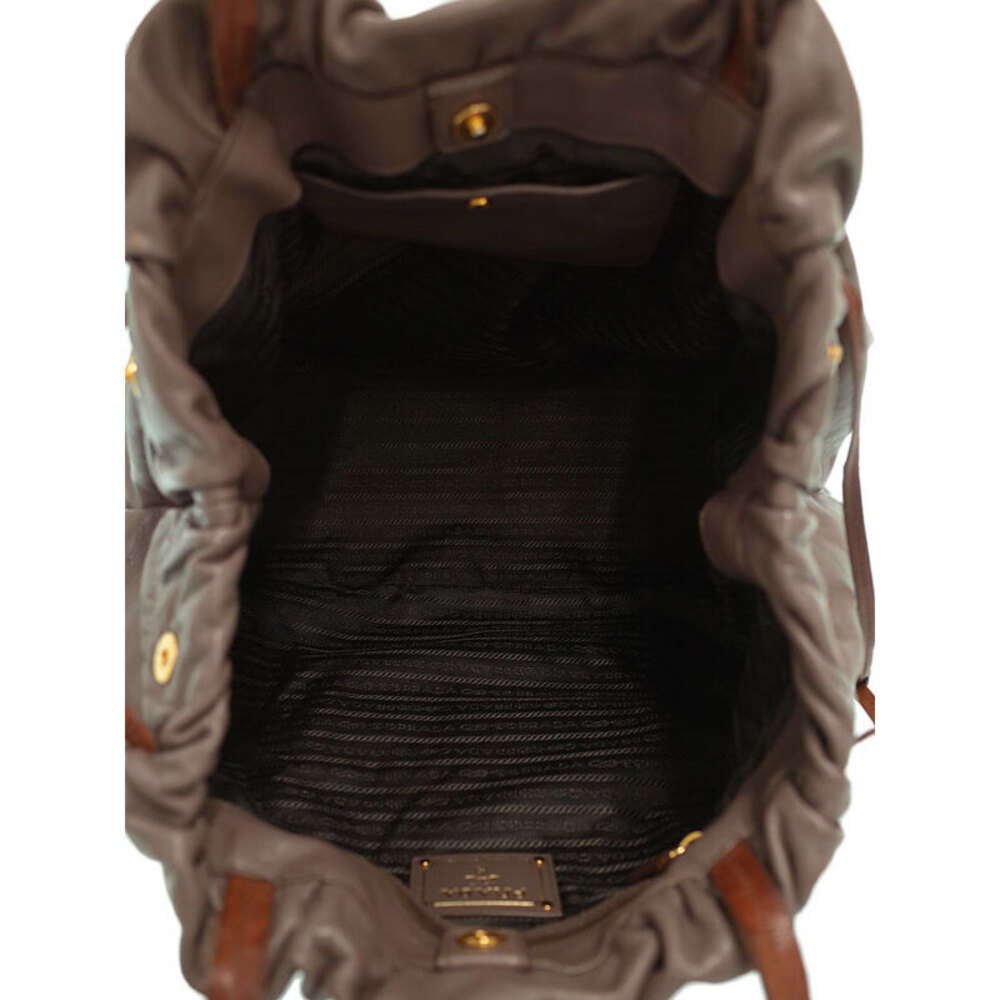 Prada Calfskin Soft Shopping brown Bag Nocciolo Leather Tote Shoulder - Picture 3 of 9